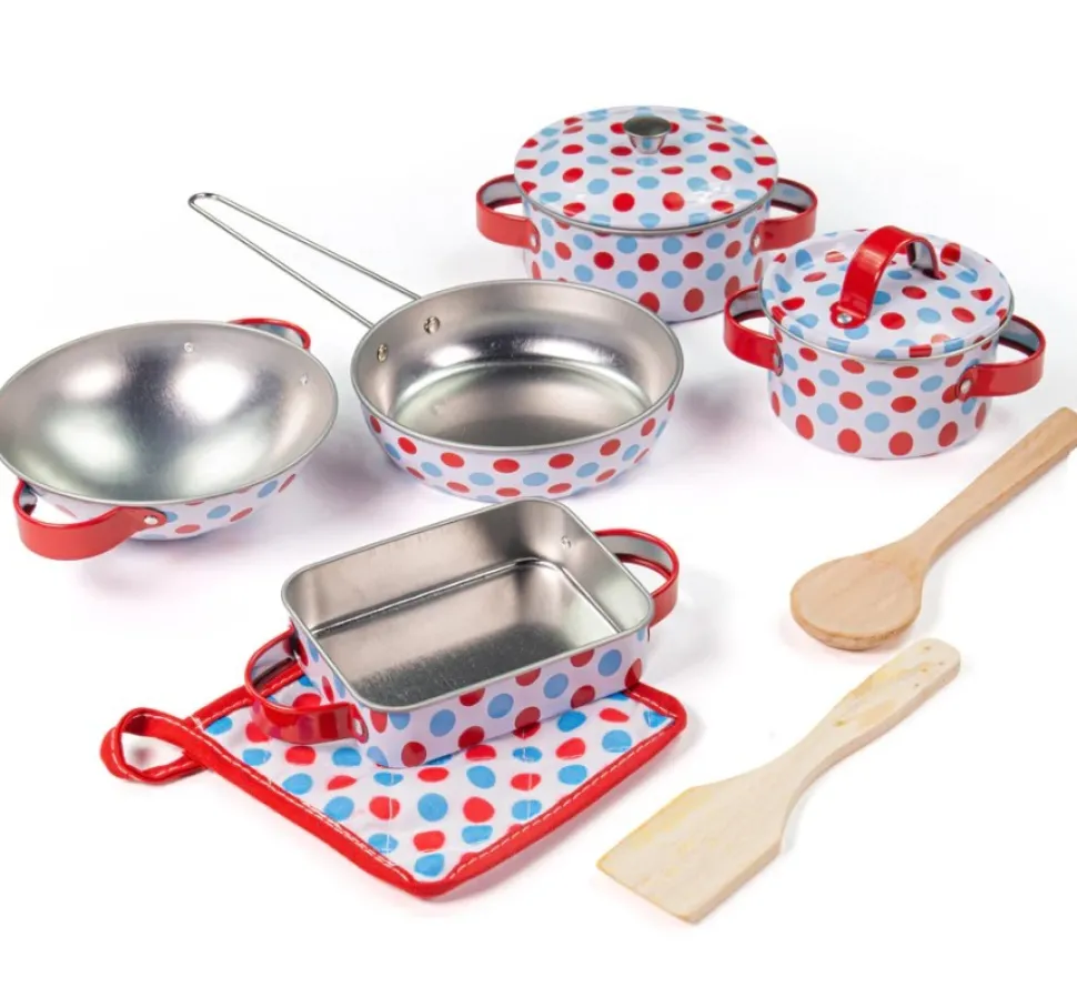Bigjigs Spotted Metal Kitchen Ware Set