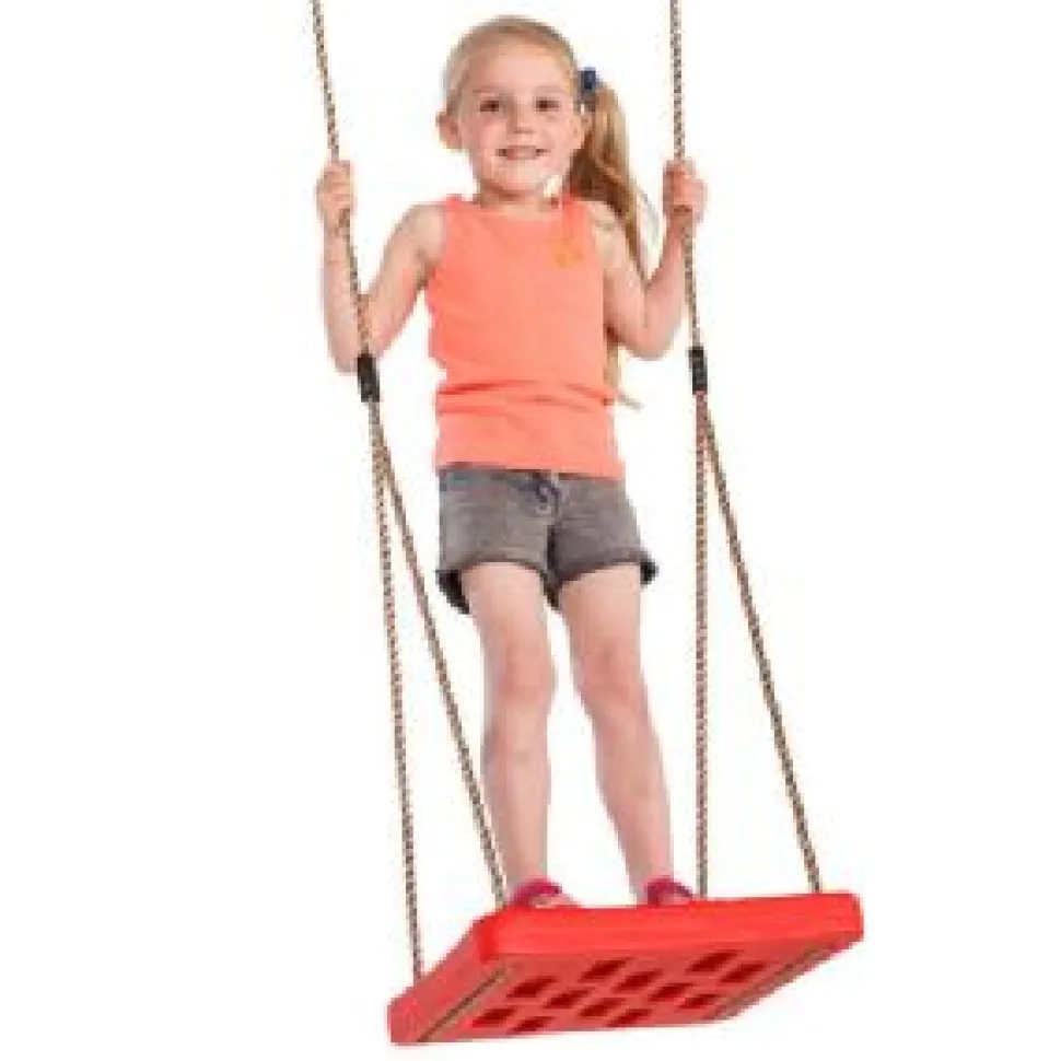 KBT Blowmoulded Foot Swing with Polyprop Ropes Red