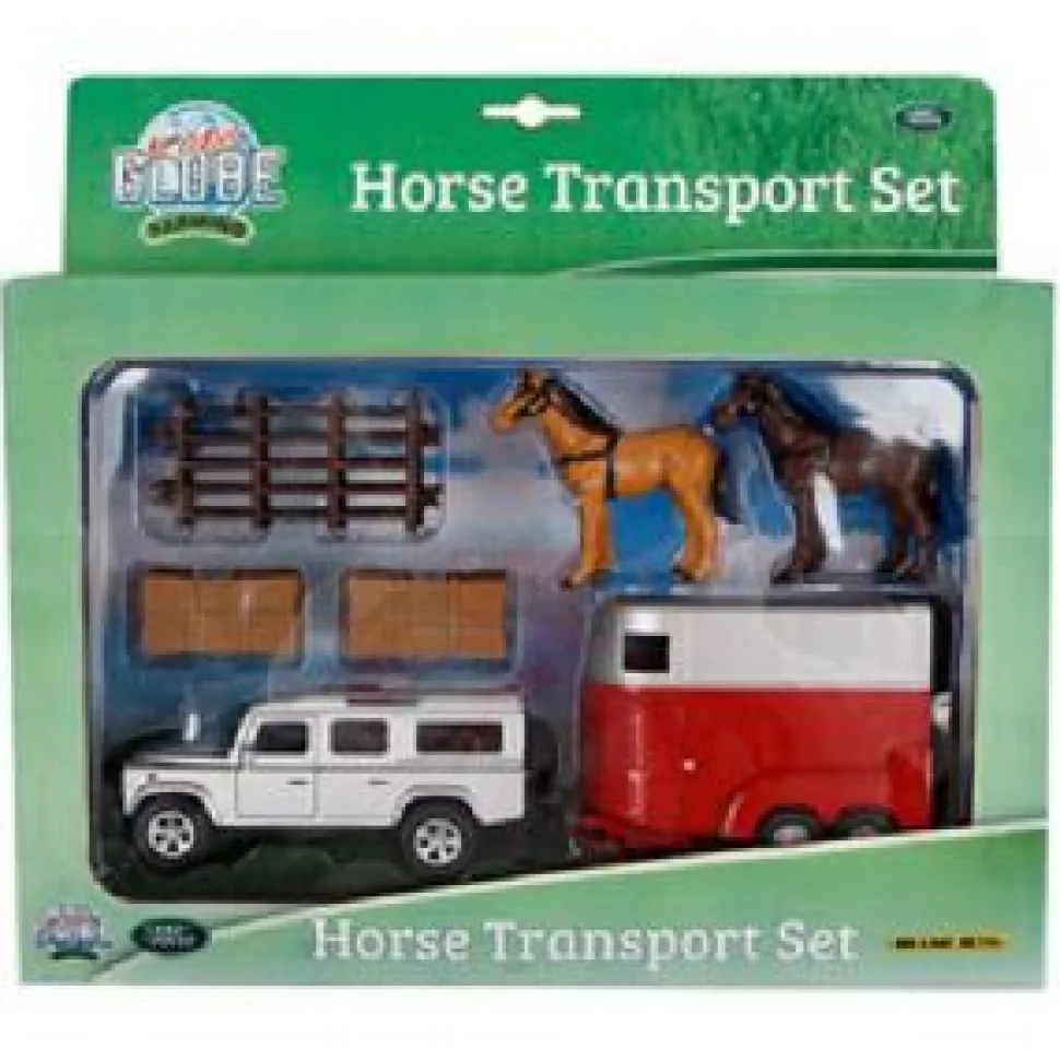 Kids Globe Landrover and Horse Trailer set with Fences and Feed 1:32 scale